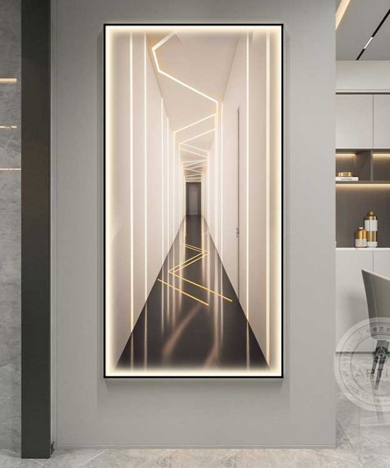 Black Frame Entrance Panel in All Its Details Using Smart Lighting